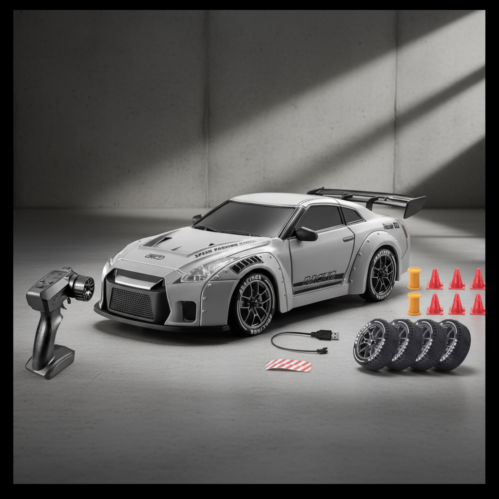 VoltRacer Slide 24 – 1:24 Scale 4WD RC Drift Car with LED Lights and Dual Tires
